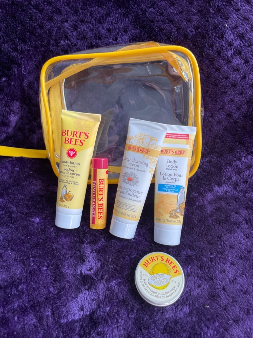 Burt's Bees Kids Bath & Body Travel Set with Clear Yellow Pouch